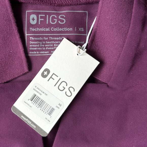 COPY - FIGS Women's Inala Slim Scrub Top - Deep Purple - Size XS - NWT - Picture 2 of 2